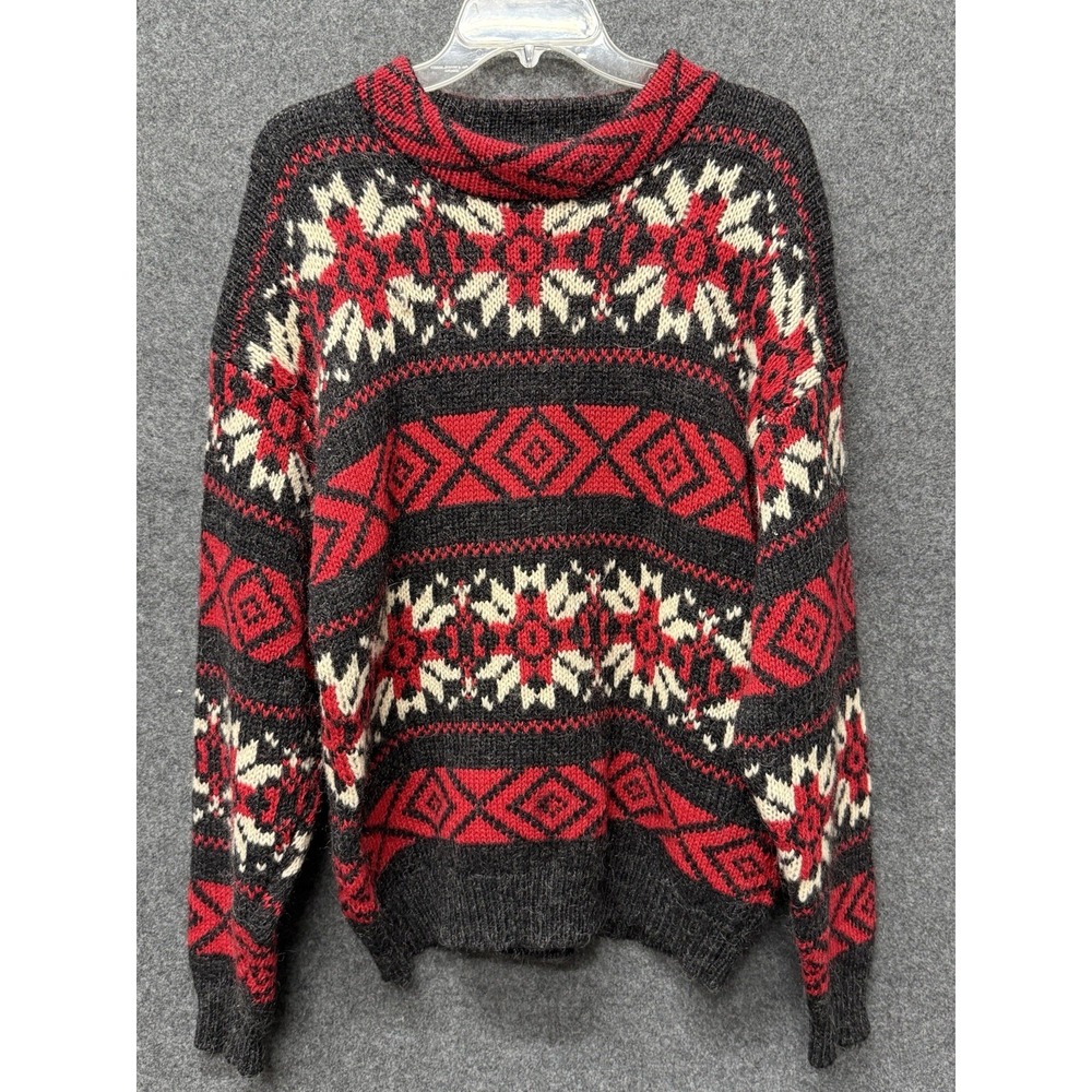Vtg Woolrich Sweater Womens XL Red Christmas Winter 100% Wool Nordic Fair Isle